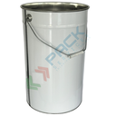 Secchiello in metallo conico Mis. Ø 270 x 450 H mm, capacità 25 Lt, omologato ONU per liquidi, con manico in ferro, corpo bianco - interno grezzo