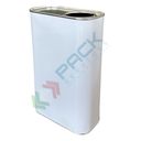 Lattina in metallo rettangolare, Mis. 115 L x 59 P x 106 H mm, capacità nominale 0,500 Lt, capacità totale 0,680 Lt, bocca Ø 42 mm, bianco int. grezzo (tappo dosatore non incluso)