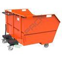 Benna ribaltabile porta rottami con ruote, in acciaio, capacità 1600 Lt, portata 2000 kg, Mis. 1750 L x 1494 P x 1137 H mm, colore arancione RAL 2004