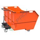 Benna ribaltabile porta rottami con ruote, in acciaio, capacità 2000 Lt, portata 2000 kg, Mis. 2000 L x 1495 P x 1137 H mm, colore arancione RAL 2004