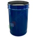 Fusto in ferro conico ad apertura totale, Mis. Ø 380 x 602 H mm, capacità nominale 60 Lt, capacità totale 62 Lt, omologato ADR/ONU, coperchio con cravatta (escluso), blu int. grezzo