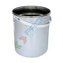 Secchiello in metallo conico Mis. Ø 180 x 208 H mm, capacità nominale 4 Lt, capacità totale 4,6 Lt, omologato ONU per liquidi, con manico in plastica, interno grezzo