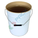 Secchiello in metallo conico Mis. Ø 292 x 234 H mm, capacità nominale 12,5 Lt, capacità totale 13,8 Lt, omologato ONU per liquidi, con manico in ferro, interno laccato