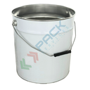 Secchiello in metallo conico Mis. Ø 292 x 310 H mm, capacità nominale 17 Lt, capacità totale 18 Lt, omologato ONU per liquidi, con manico in ferro, interno grezzo