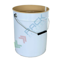 Secchiello in metallo conico Mis. Ø 292 x 365 H mm, capacità nominale 20 Lt, capacità totale 21,5 Lt, omologato ONU per liquidi, con manico in ferro, interno laccato