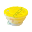 Tappo con versatore, doppio sigillo di garanzia, ideale per lattine/fustini con bocca ø 32 mm, colore giallo