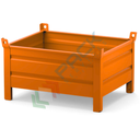 Contenitore in lamiera con piedini, Mis. 1200 L x 800 P x 845 H mm, portata 800 Kg, colore arancio RAL 2004