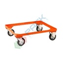 Carrello per contenitori industriali in lamiera, ideali per cassoni con Mis. base 80 x 60 cm, colore arancio RAL 2004