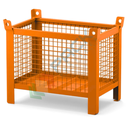 Contenitore in rete di lamiera con piedini, Mis. 800 L x 600 P x 595 H mm, portata 500 Kg, colore arancio RAL 2004