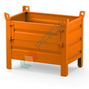 Contenitore in lamiera con piedini e anta in lamiera, Mis. 800 L x 500 P x 695 H mm, portata 600 Kg, colore arancio RAL 2004