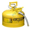 Tanica di sicurezza di tipo II, capacità 9 Lt, con beccuccio flessibile in metallo, colore giallo