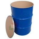 Fusto in ferro cilindrico ad apertura totale, capacità 220 Lt, omologato ADR/ONU per solidi, corpo blu interno laccato, coperchio con cravatta (incluso)