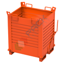 Contenitore in lamiera con fondo apribile a doppio portello, Mis. 1000 L x 800 P x 1260 H mm, portata 2000 Kg, colore arancio RAL 2004