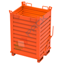 Contenitore in lamiera con fondo apribile a doppio portello, Mis. 1000 L x 800 P x 1560 H mm, portata 2000 Kg, colore arancio RAL 2004