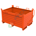 Contenitore in lamiera con fondo apribile a doppio portello, Mis. 1500 L x 1000 P x 910 H mm, portata 2000 Kg, colore arancio RAL 2004