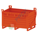 Contenitore in lamiera con fondo apribile ad unico portello, Mis. 1200 L x 1000 P x 910 H mm, portata 2000 Kg, colore arancio RAL 2004