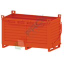 Contenitore in lamiera con fondo apribile ad unico portello, Mis. 1500 L x 1000 P x 1260 H mm, portata 2000 Kg, colore arancio RAL 2004