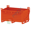 Contenitore in lamiera con fondo apribile ad unico portello, Mis. 2000 L x 1000 P x 1260 H mm, portata 2000 Kg, colore arancio RAL 2004