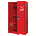 Armadio di sicurezza per deposito DPI, Mis. 1075 L x 500 P x 1850 H mm, 2 ante cieche, 3 ripiani, colore rosso RAL 3000