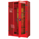 Armadio di sicurezza per deposito DPI, Mis. 1075 L x 500 P x 1850 H mm, 2 ante di cui una con vetro frangibile, 3 ripiani, colore rosso RAL 3000
