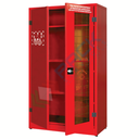 Armadio di sicurezza per deposito DPI, Mis. 1075 L x 500 P x 1850 H mm, 2 ante di cui una con vetro frangibile, 3 ripiani, colore rosso RAL 3000