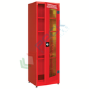 Armadio di sicurezza per deposito DPI, Mis. 575 L x 500 P x 1850 H mm, 1 anta con vetro frangibile, 3 ripiani, colore rosso RAL 3000