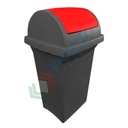 Pattumiera per la raccolta differenziata rifiuti, capacità 50 Lt, coperchio basculante, colore grigio/rosso