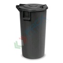 Bidone spazzatura per la raccolta differenziata rifiuti, capacità 100 Lt, coperchio a cerniera, colore nero