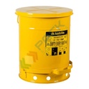 Bidone di sicurezza per rifiuti oleosi, capacità 34 Lt, apertura a pedale, colore giallo