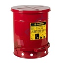 Bidone di sicurezza per rifiuti oleosi, capacità 34 Lt, apertura a pedale, colore rosso