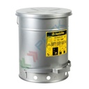 Bidone di sicurezza per rifiuti oleosi, capacità 34 Lt, apertura a pedale, coperchio con SoundGard, colore argento