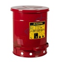 Bidone di sicurezza per rifiuti oleosi, capacità 34 Lt, apertura a pedale, coperchio con SoundGard, colore rosso