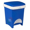 Pattumiera per la raccolta differenziata rifiuti, capacità 18 Lt, coperchio a cerniera e apertura a pedale, colore blu