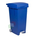 Bidone spazzatura per la raccolta differenziata rifiuti, capacità 80 Lt, con ruote, pedale e anello fermasacco, chiusura con coperchio a cerniera, colore blu