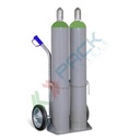 Carrello porta bombole gas in acciaio zincato, ideale per la movimentazione di 2 bombole, Mis. 740 L x 400 P x 1150 H mm