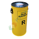 Contenitore raccolta filtri olio esausto, in acciaio verniciato, capacità 100 Lt, Mis. Ø 400 x 840 H mm, colore giallo