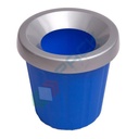 Cestino gettacarte per la raccolta differenziata rifiuti, capacità 15 Lt, senza coperchio e con fermasacco, colore blu/grigio