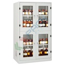 Armadio di sicurezza per lo stoccaggio di prodotti chimici non infiammabili, Mis. 1200 L x 600 P x 1950 H mm, 4 porte in vetro e 4 scomparti