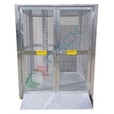 Deposito bombole gas in acciaio al carbonio zincato, ideale per lo stoccaggio di 9/12 bombole, Mis. 1100 L x 1000 P x 2100 H mm, con basamento e rampa