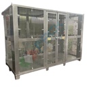 Deposito bombole gas in acciaio zincato, ideale per lo stoccaggio di 48 bombole, Mis. 2800 L x 1500 P x 2100 H mm, con basamento