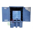 Deposito di stoccaggio per 1 cisterna IBC 1000 Lt, in plastica (PE), volume di raccolta 1350 Lt, Mis. 1540 L x 1600 P x 2300 H mm, colore grigio