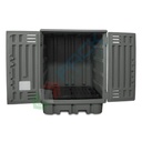 Deposito di stoccaggio per 4 fusti o taniche, in plastica (PE), volume di raccolta 500 Lt, Mis. 1540 L x 1600 P x 1980 H mm, colore grigio