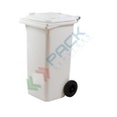 Bidone spazzatura per la raccolta differenziata rifiuti, capacità 80 Lt, certificato UNI EN 840, per uso esterno, colore bianco