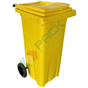 Bidone spazzatura per la raccolta differenziata rifiuti, capacità 120 Lt, certificato UNI EN 840, per uso esterno, colore giallo