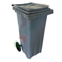 Bidone spazzatura per la raccolta differenziata rifiuti, capacità 120 Lt, certificato UNI EN 840, per uso esterno, colore grigio