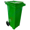 Bidone spazzatura per la raccolta differenziata rifiuti, capacità 120 Lt, certificato UNI EN 840, per uso esterno, colore verde
