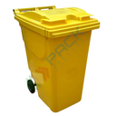 Bidone spazzatura per la raccolta differenziata rifiuti, capacità 360 Lt, certificato UNI EN 840, per uso esterno, colore giallo