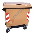 Cassonetto per la raccolta differenziata rifiuti, capacità 1100 Lt, certificato UNI EN 840, attacco maschio DIN 30700, coperchio piano, colore marrone