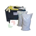 Kit di pronto intervento per acido solforico, carrellato, capacità assorbimento/neutralizzazione 120 Lt, confezionato in contenitore in plastica su ruote