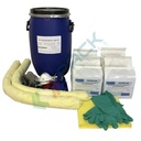 Kit di pronto intervento per acido solforico, capacità assorbimento/neutralizzazione 166 Lt, confezionato in fusto cilindrico in plastica